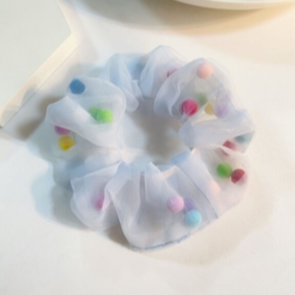 Colorful Pom Pom Scrunchie - Picture 4 of 5